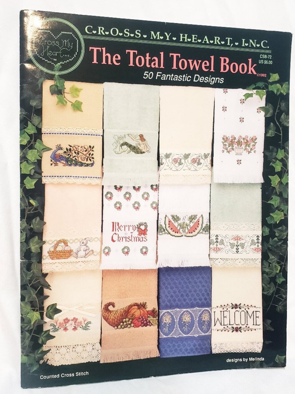 The Total Towel Book Cross Stitch Leaflet 1992 Cross My Heart CSB72 Sunflower
